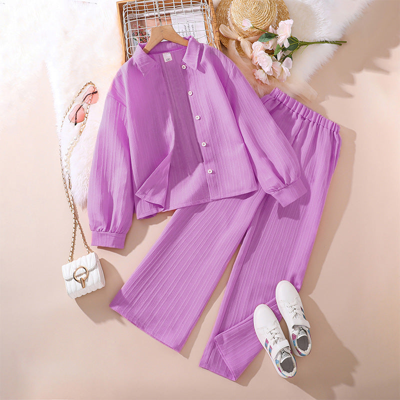 Modern Prep | Girls Collared Long-Sleeve Shirt & Tailored Pants Set