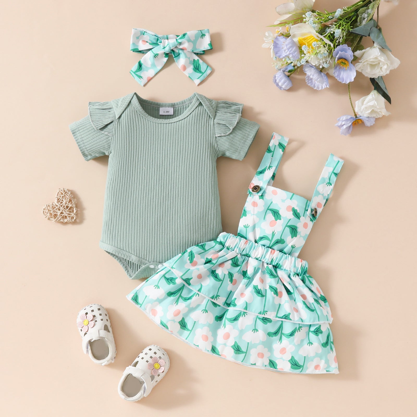 The Minimalist Muse | Baby Ribbed Long-Sleeve Cotton Triangle Romper