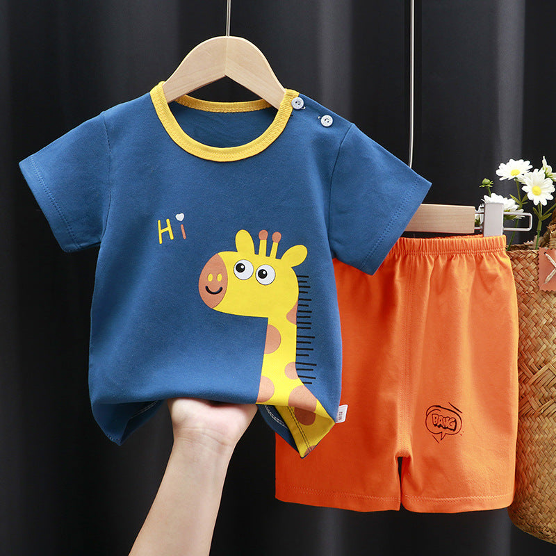Kids Pure Cotton Summer Set - Breathable Korean Fashion Short-Sleeve Outfit