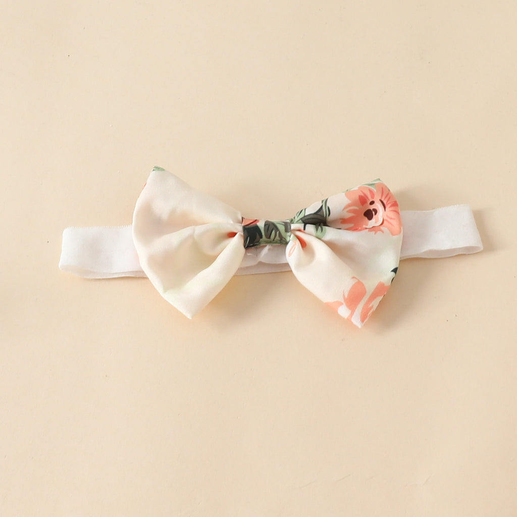 The Petal Picnic | Baby Girl Floral Striped Ruffle Romper & Headscarf Set