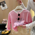 Girls Korean Long Sleeve T-Shirt | Summer Cartoon Sunscreen Top