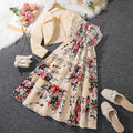Girls Floral Suspender Dress with Long Sleeve Jacket | Spring Two Piece Set