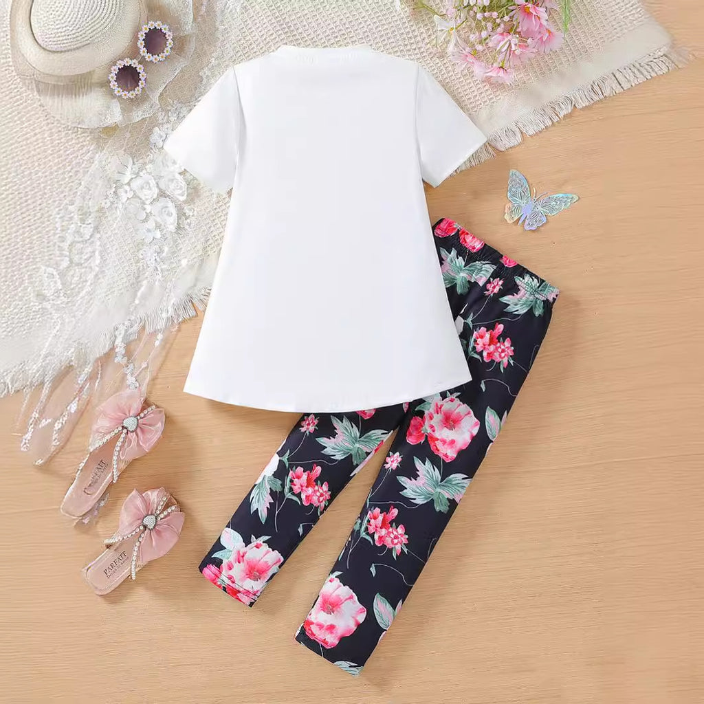 The Ribbon Luxe | Girls’ Bow-Accented Premium Cotton Tee & Shorts Set