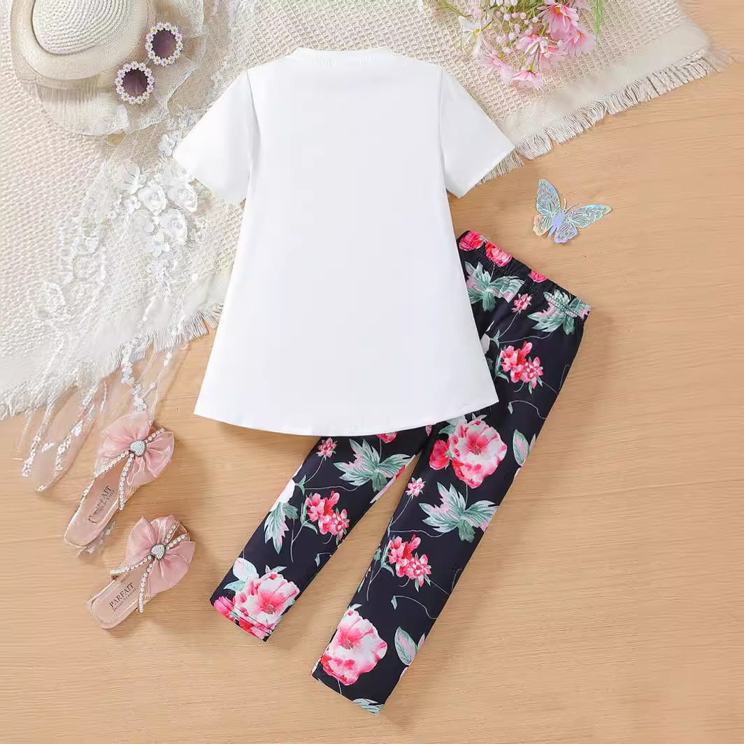 The Ribbon Luxe | Girls’ Bow-Accented Premium Cotton Tee & Shorts Set