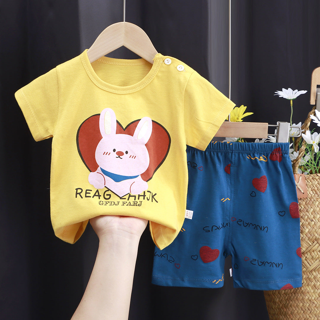 Kids Pure Cotton Summer Set - Breathable Korean Fashion Short-Sleeve Outfit