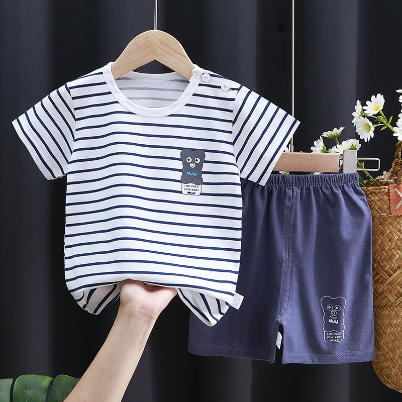 Kids Pure Cotton Summer Set - Breathable Korean Fashion Short-Sleeve Outfit