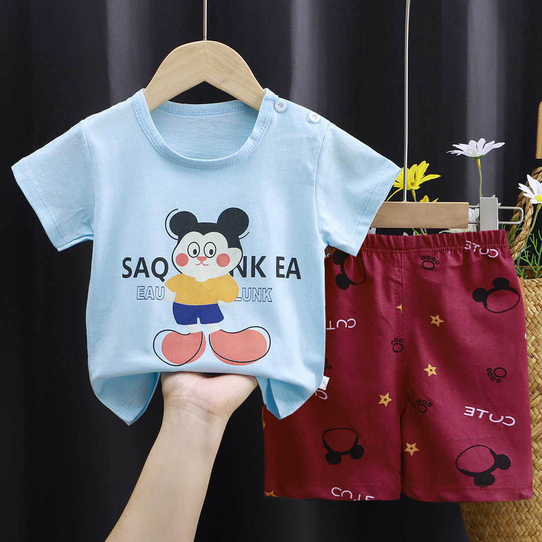 Kids Pure Cotton Summer Set - Breathable Korean Fashion Short-Sleeve Outfit