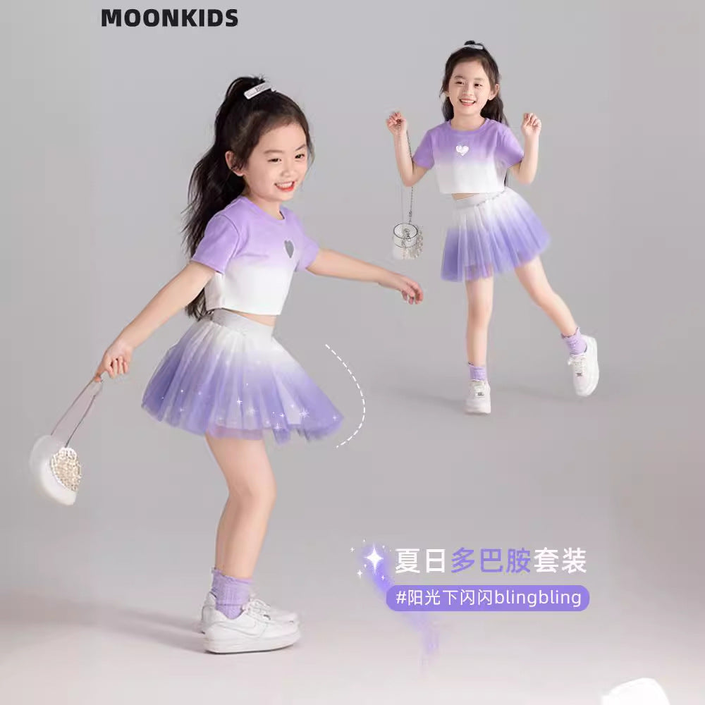 The Ethereal Tutu | Girls’ Mesh Ballerina Tee & Skirt Two-Piece Set