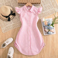 Preppy Prep | Girls Minimalist Striped Collared Shirt Dress