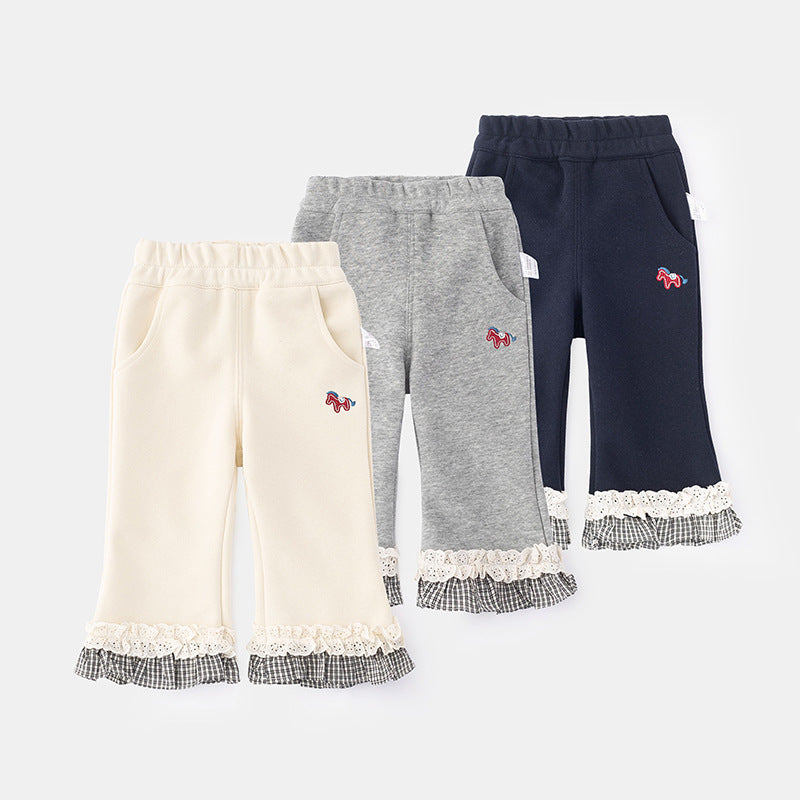 Girls Lace Bell Pants | Kids Spring Casual Trousers