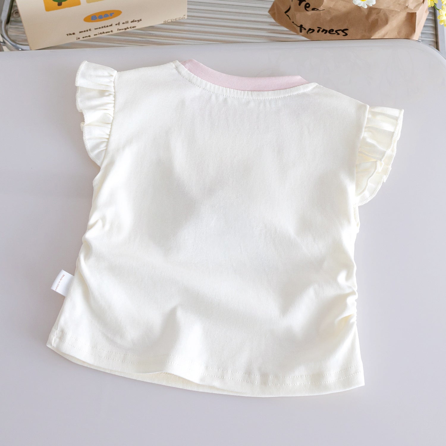 Girls Rabbit Print Flutter Sleeve Vest Top