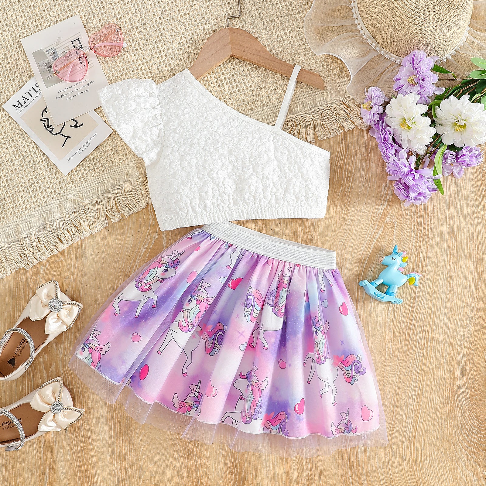The Prismatic Pegasus | Girls’ Sequin Rainbow "Four Seasons" Mesh Skirt