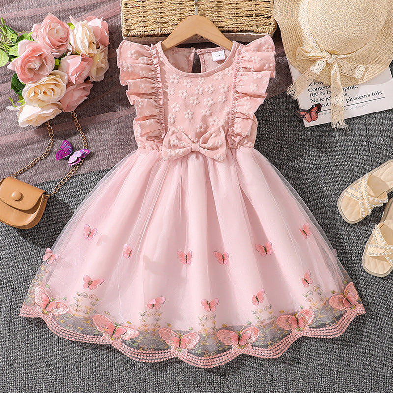 Girls Sleeveless Lace Princess Dress | Summer Sweet Mesh Tutu Dress
