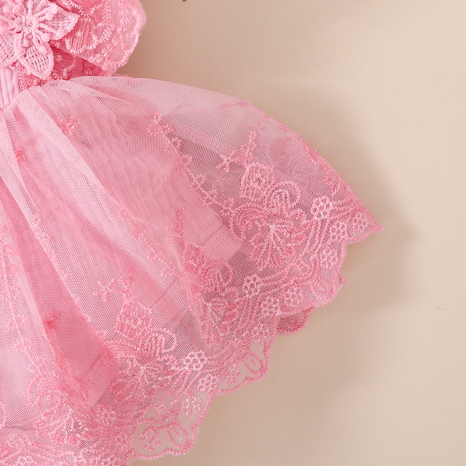 The Seraphina Lace | Baby Girl Sleeveless Floral Embroidery Triangle Romper