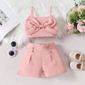 Girls Western Style Bow Tie Suspender Top - Matching Fashion Shorts Set