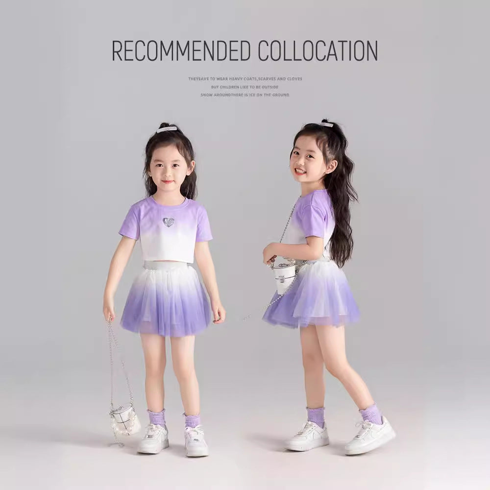 The Ethereal Tutu | Girls’ Mesh Ballerina Tee & Skirt Two-Piece Set