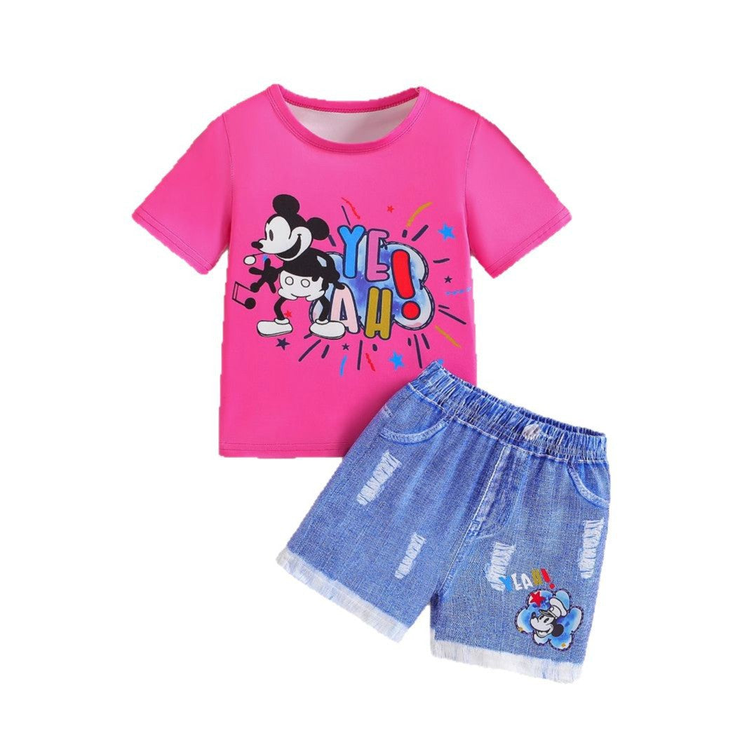 The Playful Prodigy | Children’s 2026 Full-Print Cartoon Tee & Shorts Set