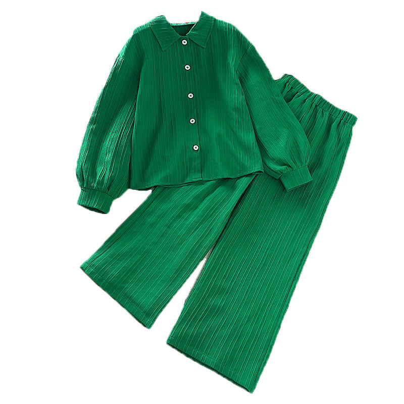 Modern Prep | Girls Collared Long-Sleeve Shirt & Tailored Pants Set