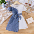 Girls Western Denim Splicing Dress - Trendy Irregular Summer Outfit