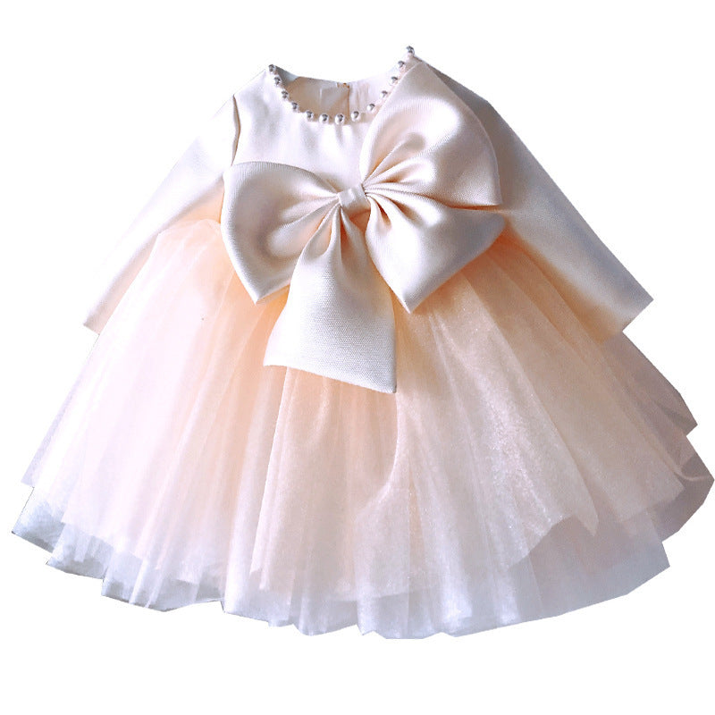 The Winter Blossom | Long-Sleeve Big Bow Birthday Princess Dress