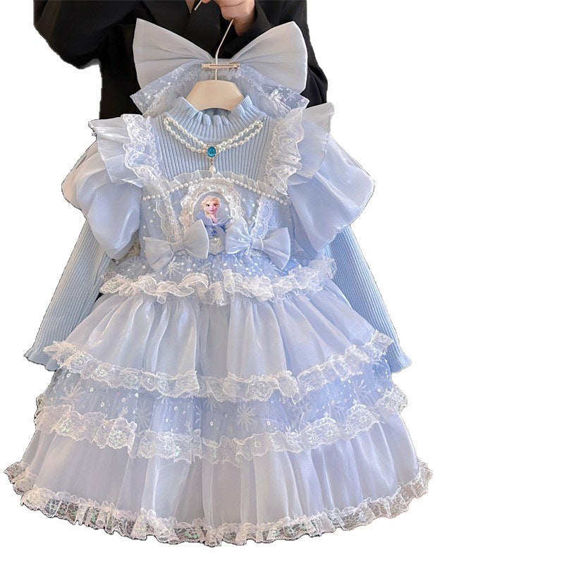 The Ice Queen’s Gala | 2026 Winter Sweater Cake Mesh Dress