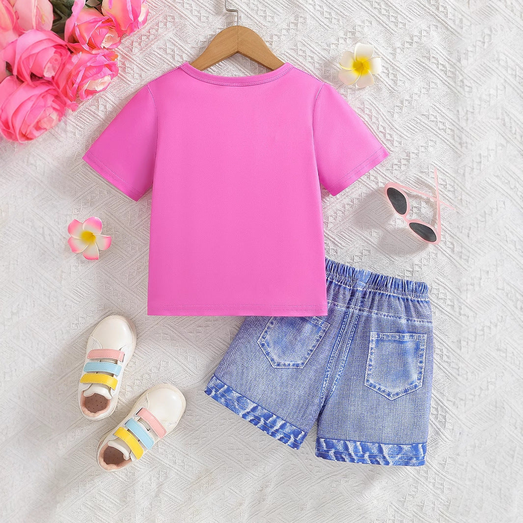 The Denim Darling | Infant & Toddler Girls’ Cartoon Avatar & Printed Jeans Set