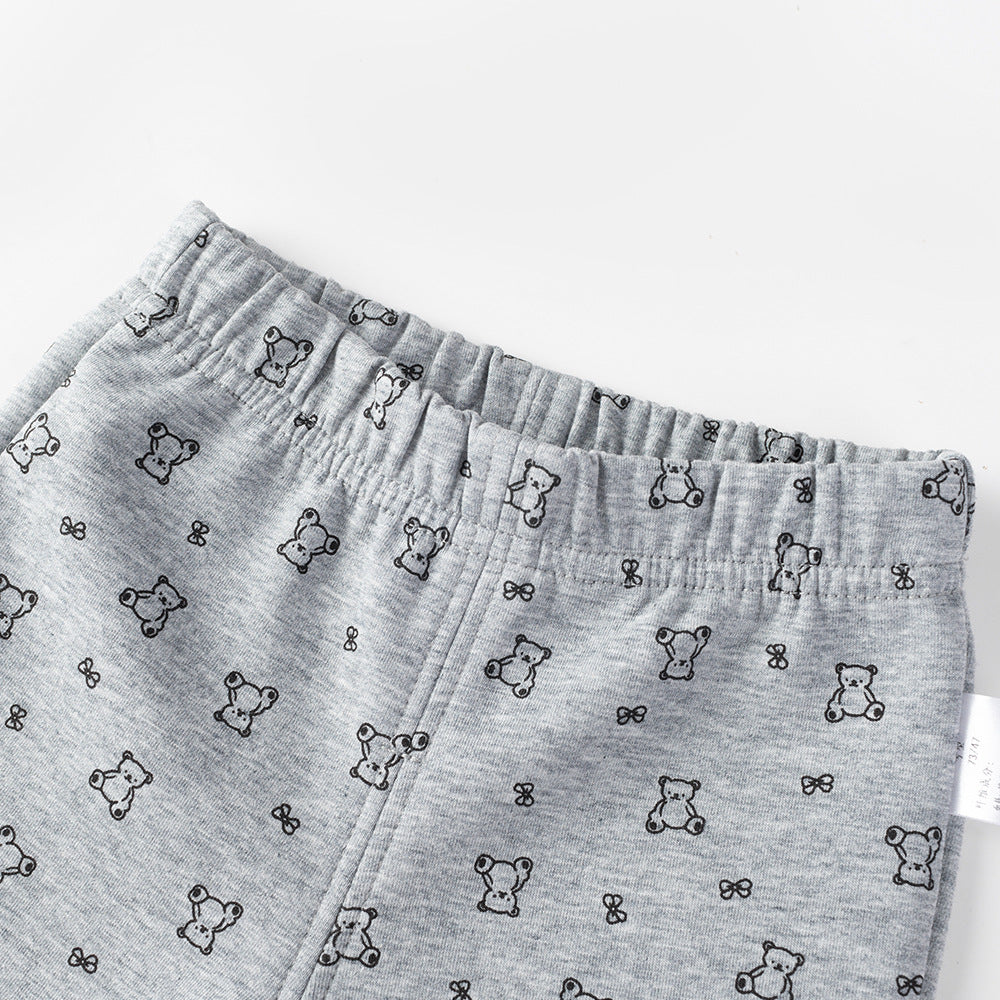 Girls Micro Flared Pants | Spring Love Print Casual Trousers