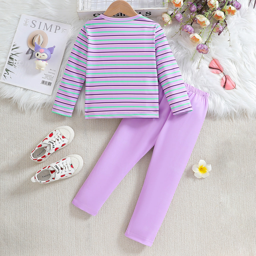 The Nordic Stripe | Girls’ Spring/Autumn Thermal Loungewear Set