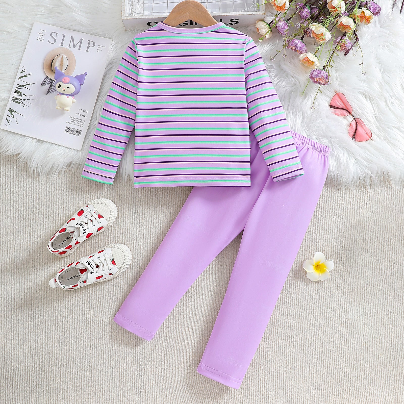 The Nordic Stripe | Girls’ Spring/Autumn Thermal Loungewear Set