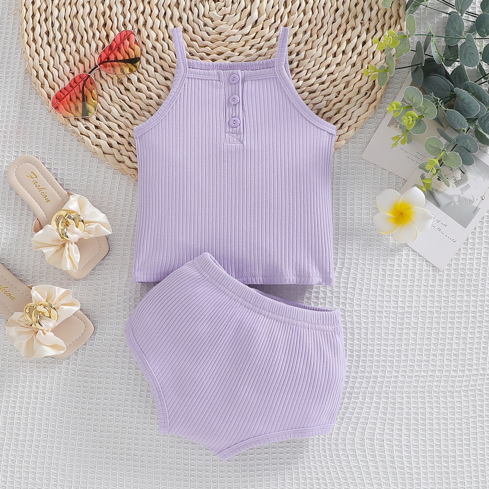 The Zen Minimalist | Gender-Neutral Solid Suspender & Shorts 2-Piece Set