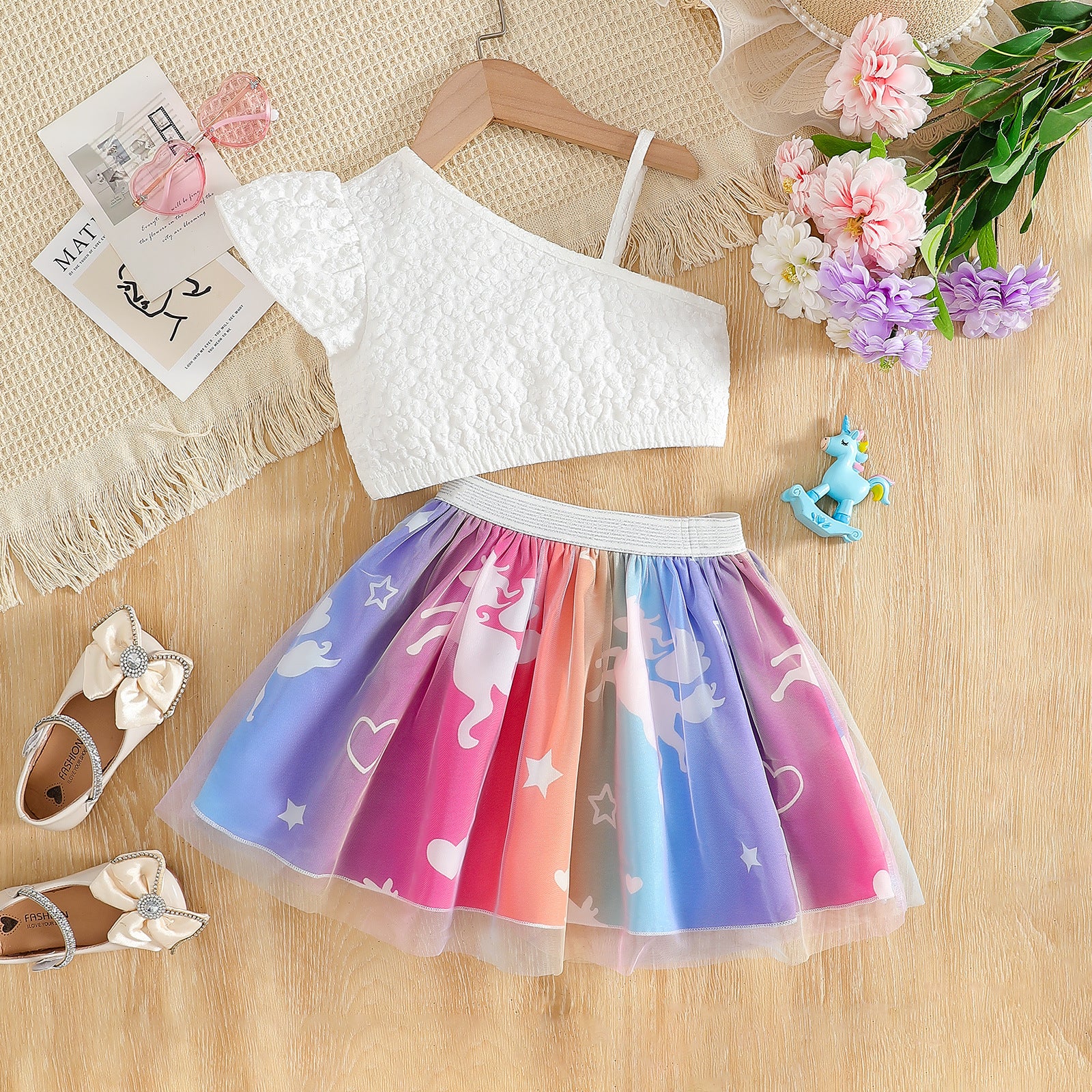 The Iridescent Aurora | Girls’ Rainbow "Elsa" Mesh Skirt