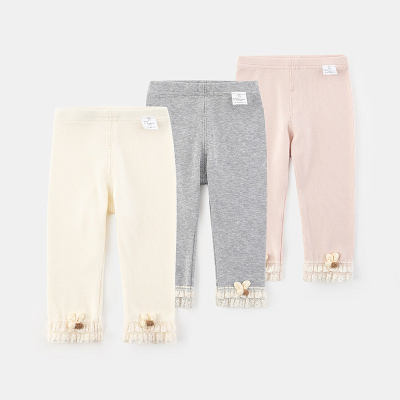 Baby Girl Knitted 3Pcs Trouser Sets | Spring Diaper Leggings Pants