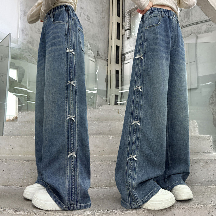The Metro Flare | Girls' Versatile Wide-Leg Denim Trousers