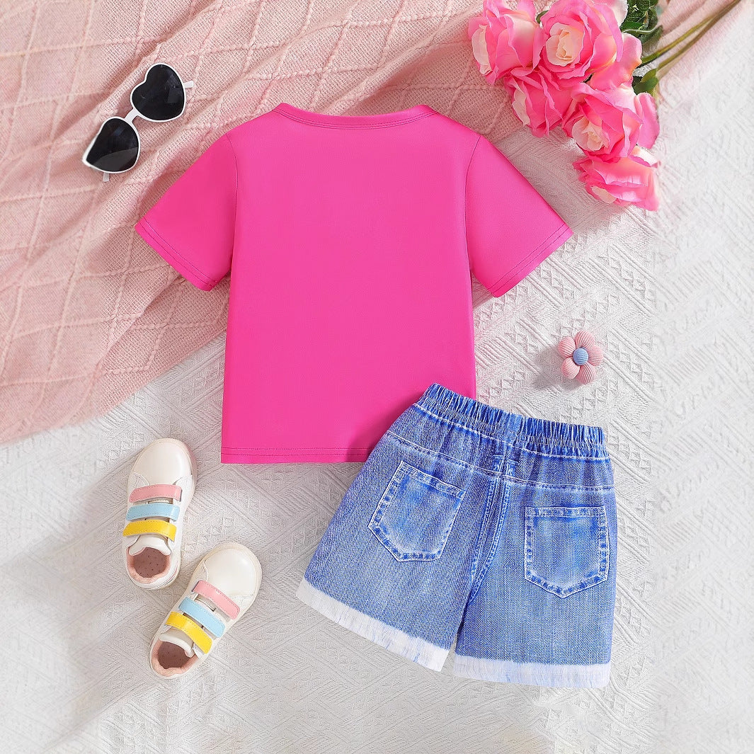 The Playful Prodigy | Children’s 2026 Full-Print Cartoon Tee & Shorts Set