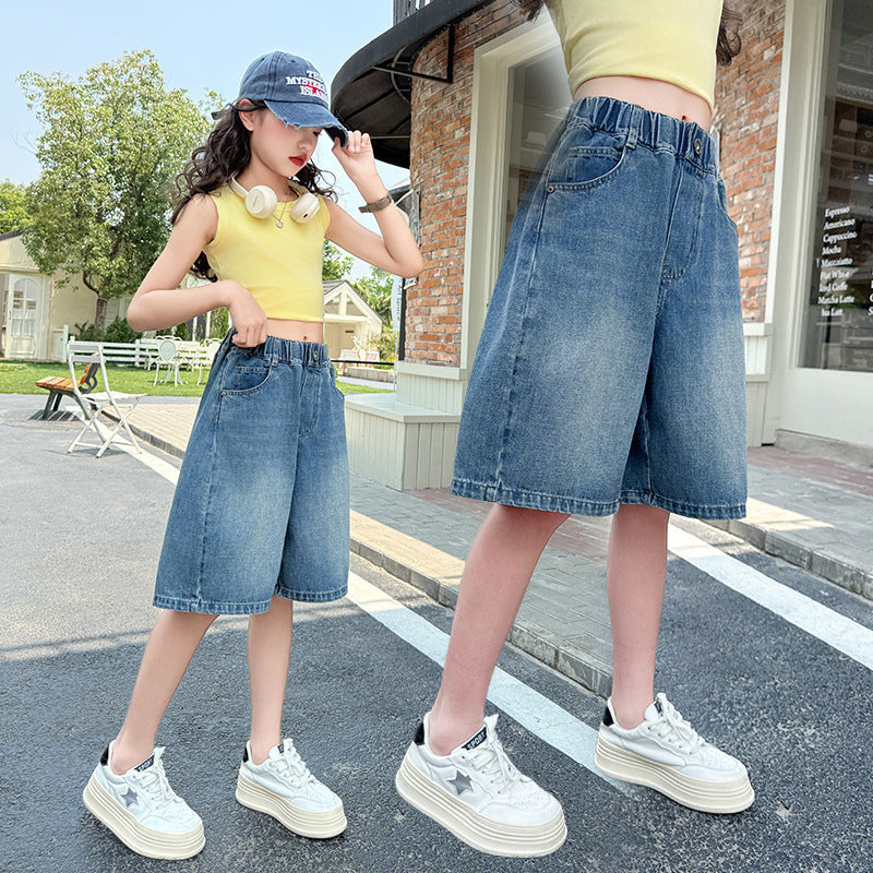 The Coastal Breeze | Girls’ Wide-Leg Denim Culottes