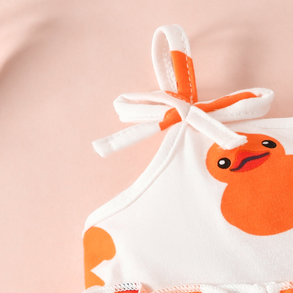 The Sunshine Duckling | Baby Girl Off-Shoulder Top & Lace-Up Shorts Set