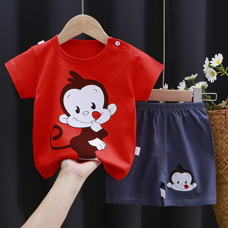 Kids Pure Cotton Summer Set - Breathable Korean Fashion Short-Sleeve Outfit