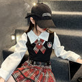 The Prep Maverick | Girls’ Tiger-Graphic JK Plaid Uniform Set
