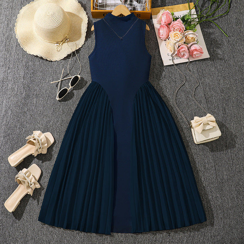 Girls Pleated Sleeveless Long Dress — Summer