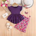 The Blossom-Breeze | Girls’ 2026 "Lotus Leaf" Ruffle Top & Floral Pant Set