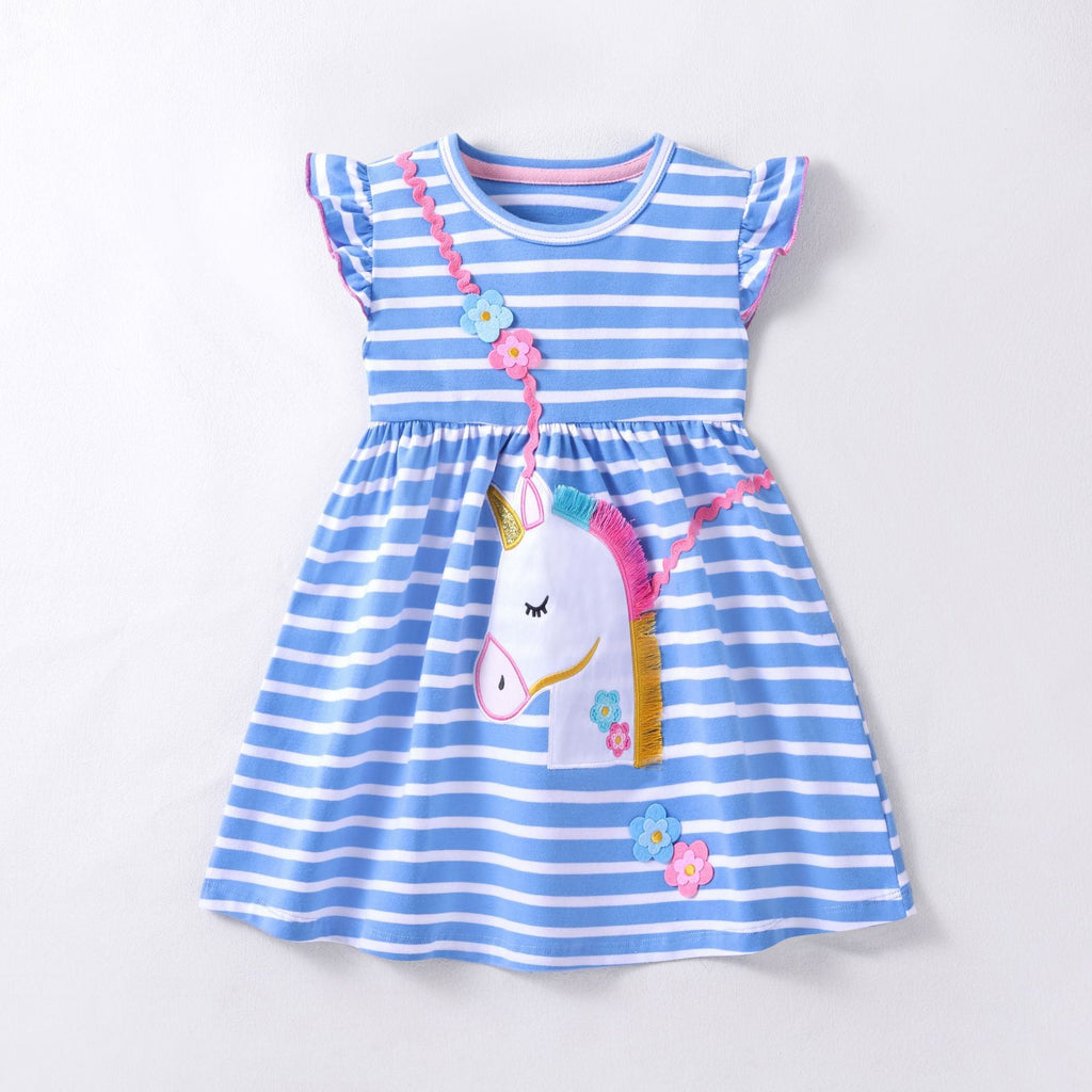 The Enchanted Stripe | Pure Cotton Unicorn Princess Dress
