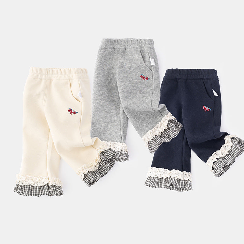 Girls Lace Bell Pants | Kids Spring Casual Trousers