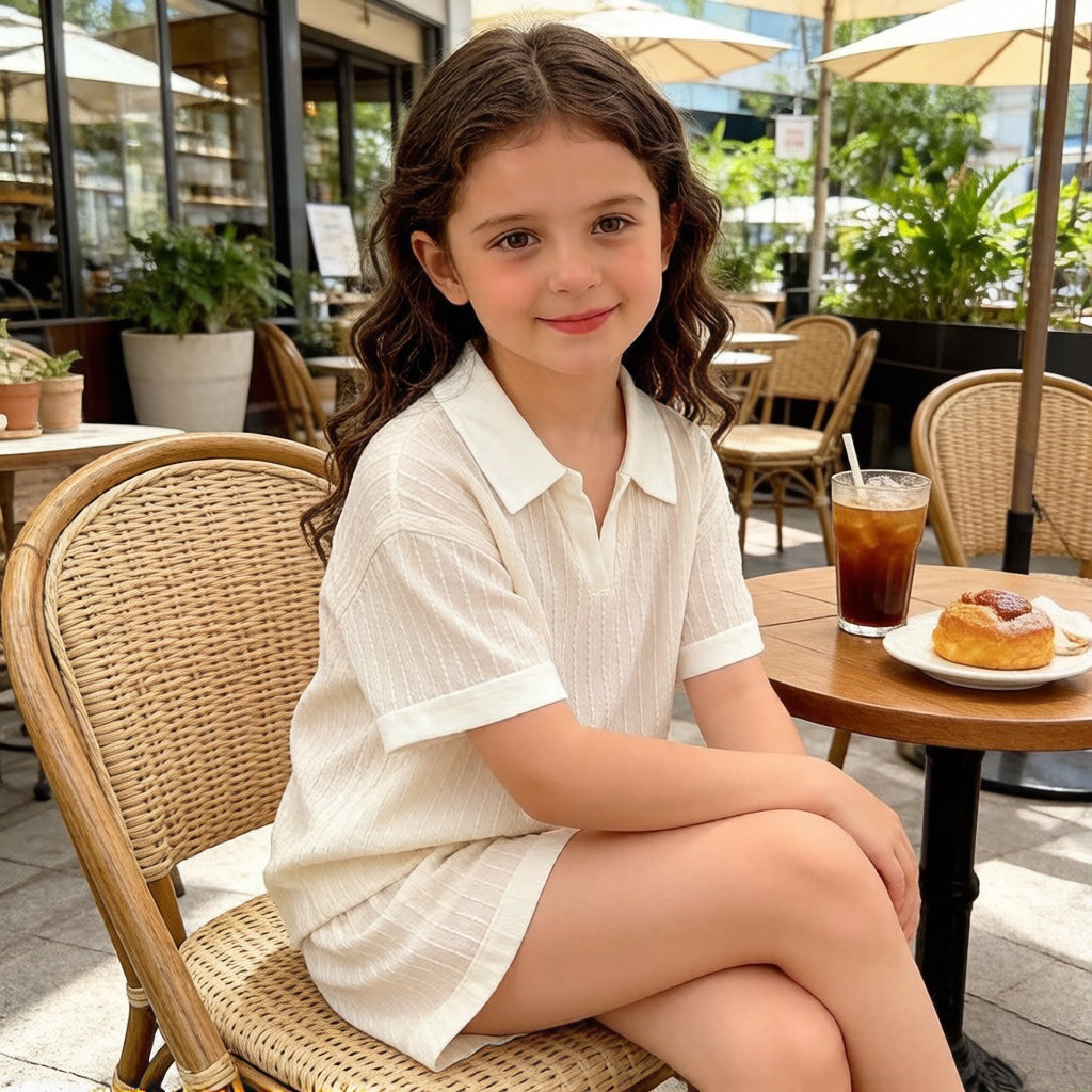 The Prep-School Picnic | Children's Pure Cotton Polo Collar Short & Tee Summer Set
