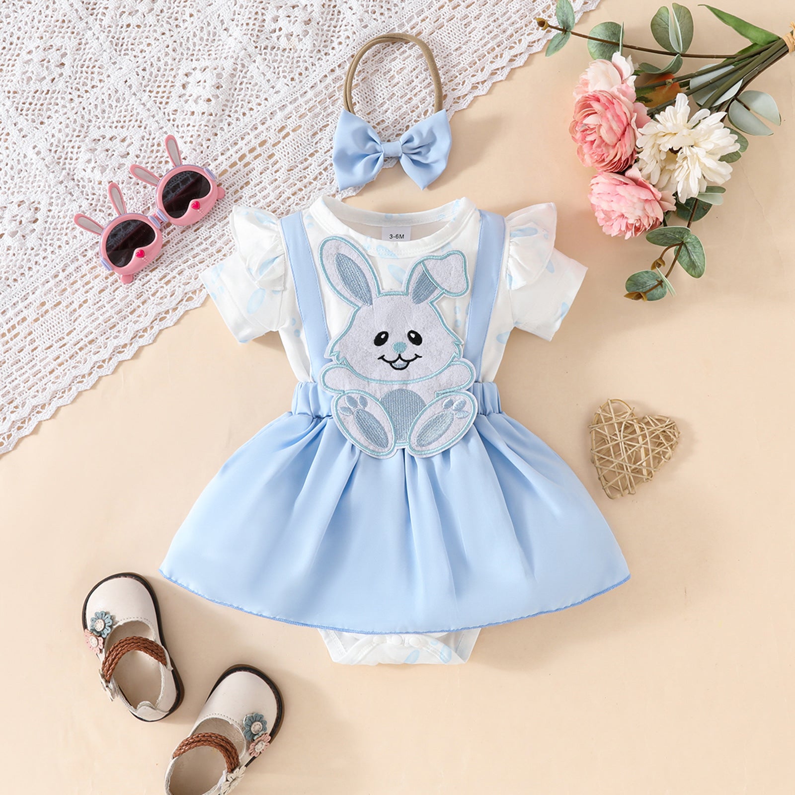 The Holiday Darling | Baby Girl Easter Faux-Sling Triangle Romper