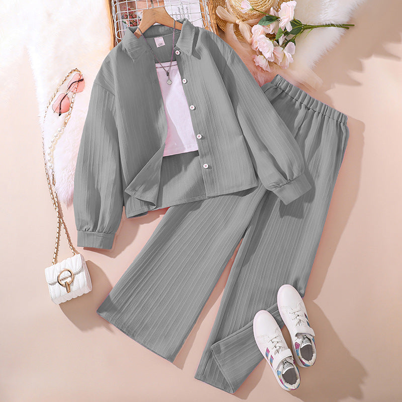 Modern Prep | Girls Collared Long-Sleeve Shirt & Tailored Pants Set