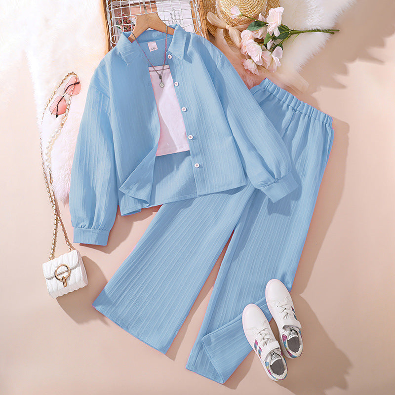 Modern Prep | Girls Collared Long-Sleeve Shirt & Tailored Pants Set