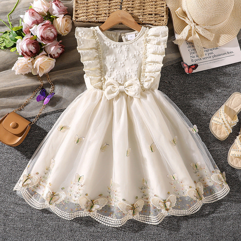 Girls Sleeveless Lace Princess Dress | Summer Sweet Mesh Tutu Dress