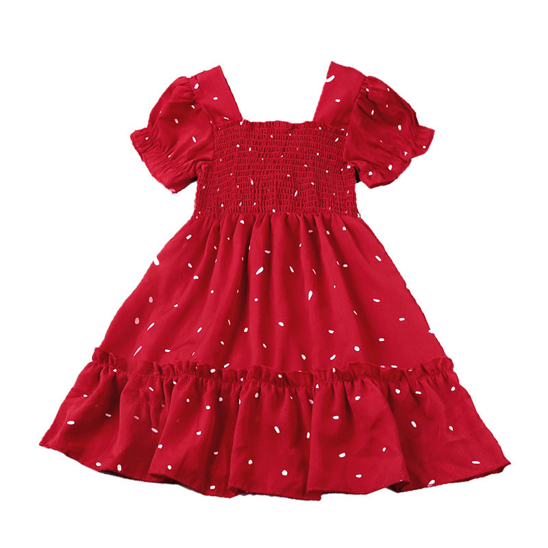 Girls Polka Dot Princess Dress | 2026 Summer Short Sleeve Tutu Dress