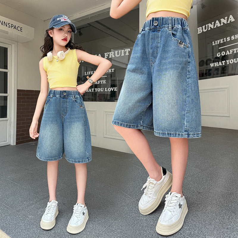 The Coastal Breeze | Girls’ Wide-Leg Denim Culottes