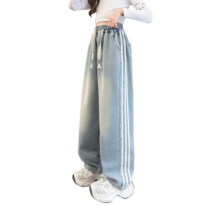 The Urban Tigress | 2026 Korean-Style Wide-Leg Striped Jeans